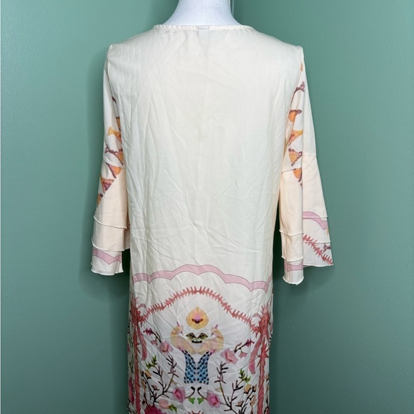 Floral Embroidered Cream Dress small boho resort vacation spring summer - Picture 2 of 6